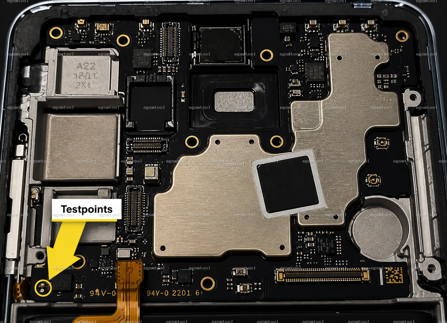 Samsung Samsung Galaxy A52 models     SM-A525F test point diagram — EDL ISP BROM pinout