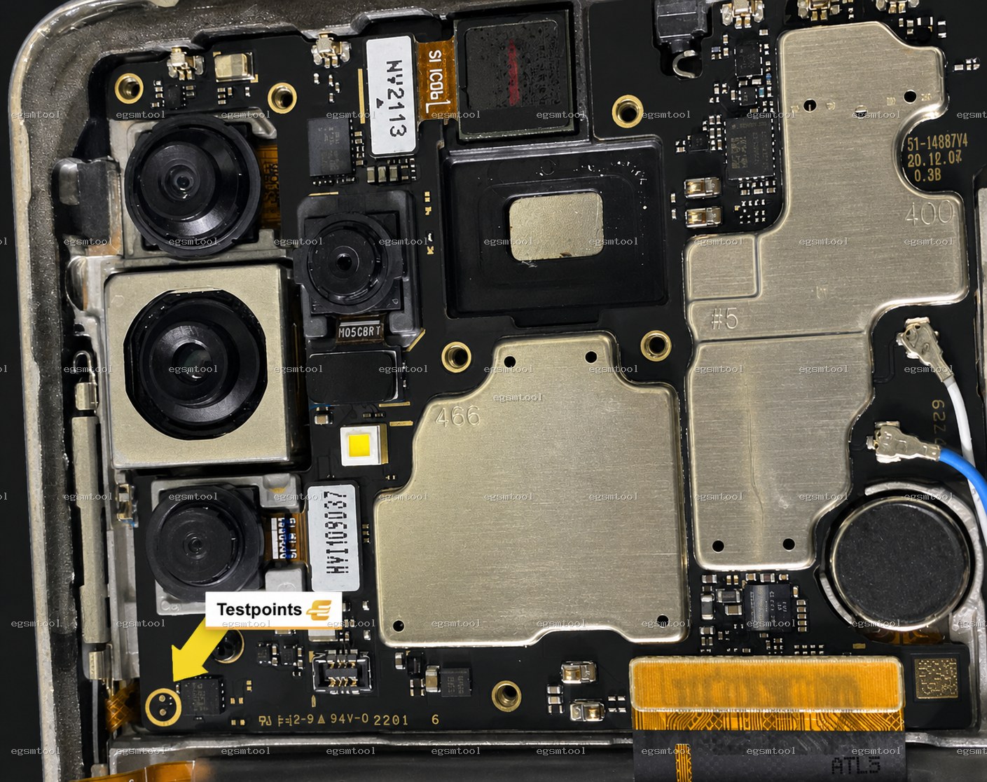 Samsung Samsung Galaxy A52 5G models       SM-A526B test point diagram — EDL ISP BROM pinout