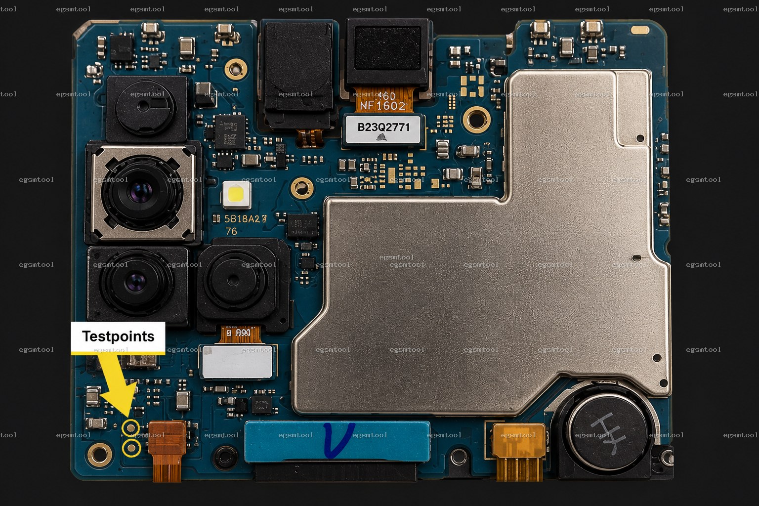 Samsung Samsung Galaxy A51 5G models     SM-A516B test point diagram — EDL ISP BROM pinout