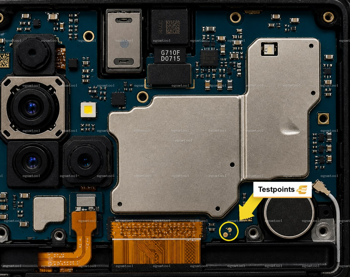 Samsung Samsung Galaxy A71 models     SM-A715F test point diagram — EDL ISP BROM pinout