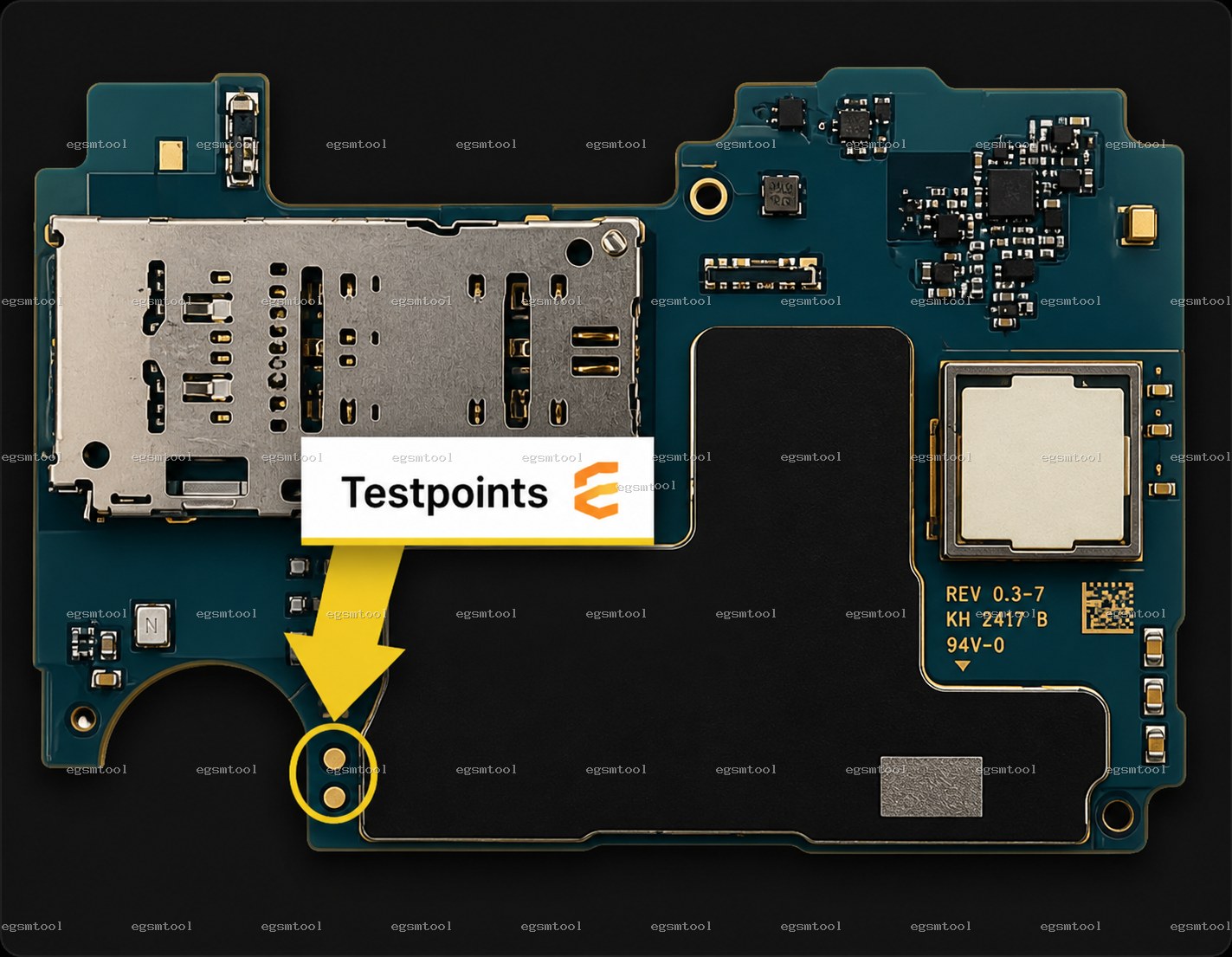 Samsung Samsung Galaxy A04s models  SM-A047F  SM-A047M test point diagram — EDL ISP BROM pinout