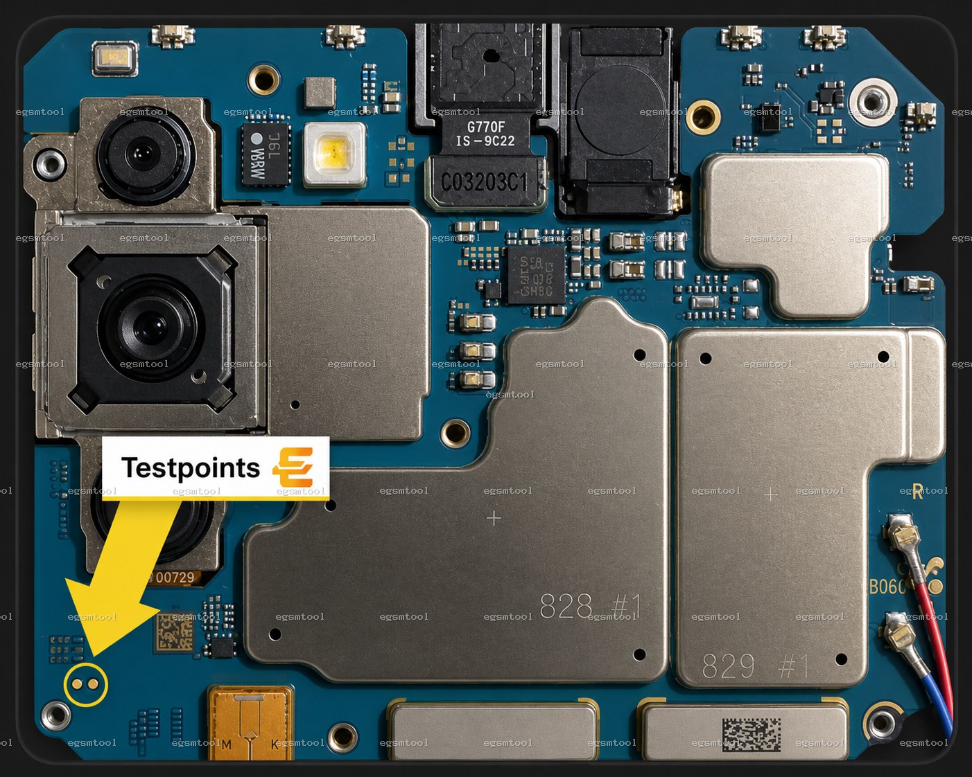 Samsung Samsung Galaxy S10 Lite models  SM-G770F test point diagram — EDL ISP BROM pinout