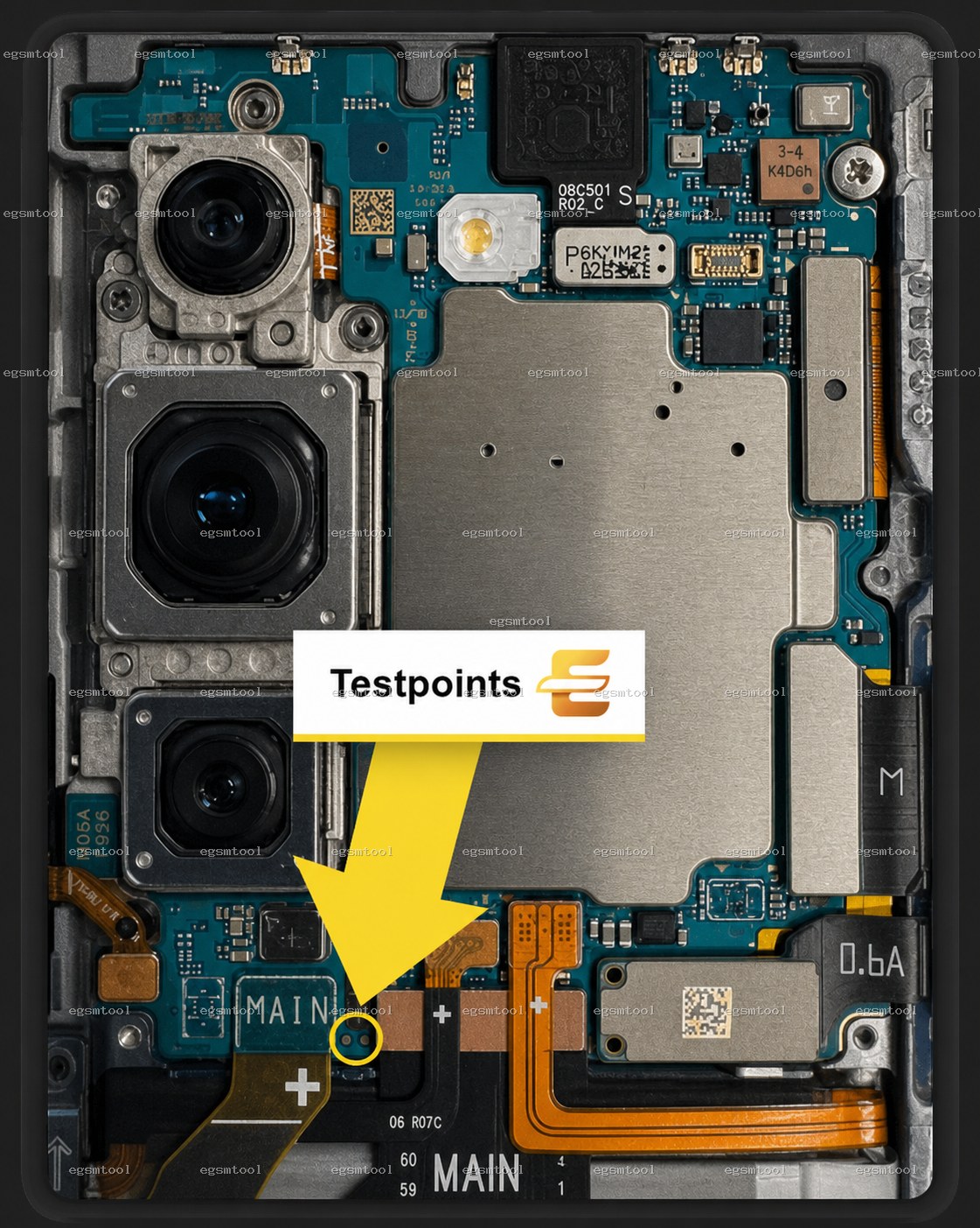Samsung Samsung Galaxy Z Fold 6 5G models   SM-F956B test point diagram — EDL ISP BROM pinout