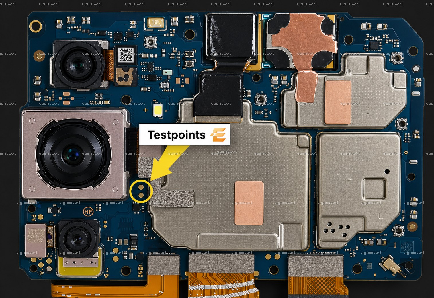 Samsung Samsung Galaxy F55 5G models   SM-E556B test point diagram — EDL ISP BROM pinout