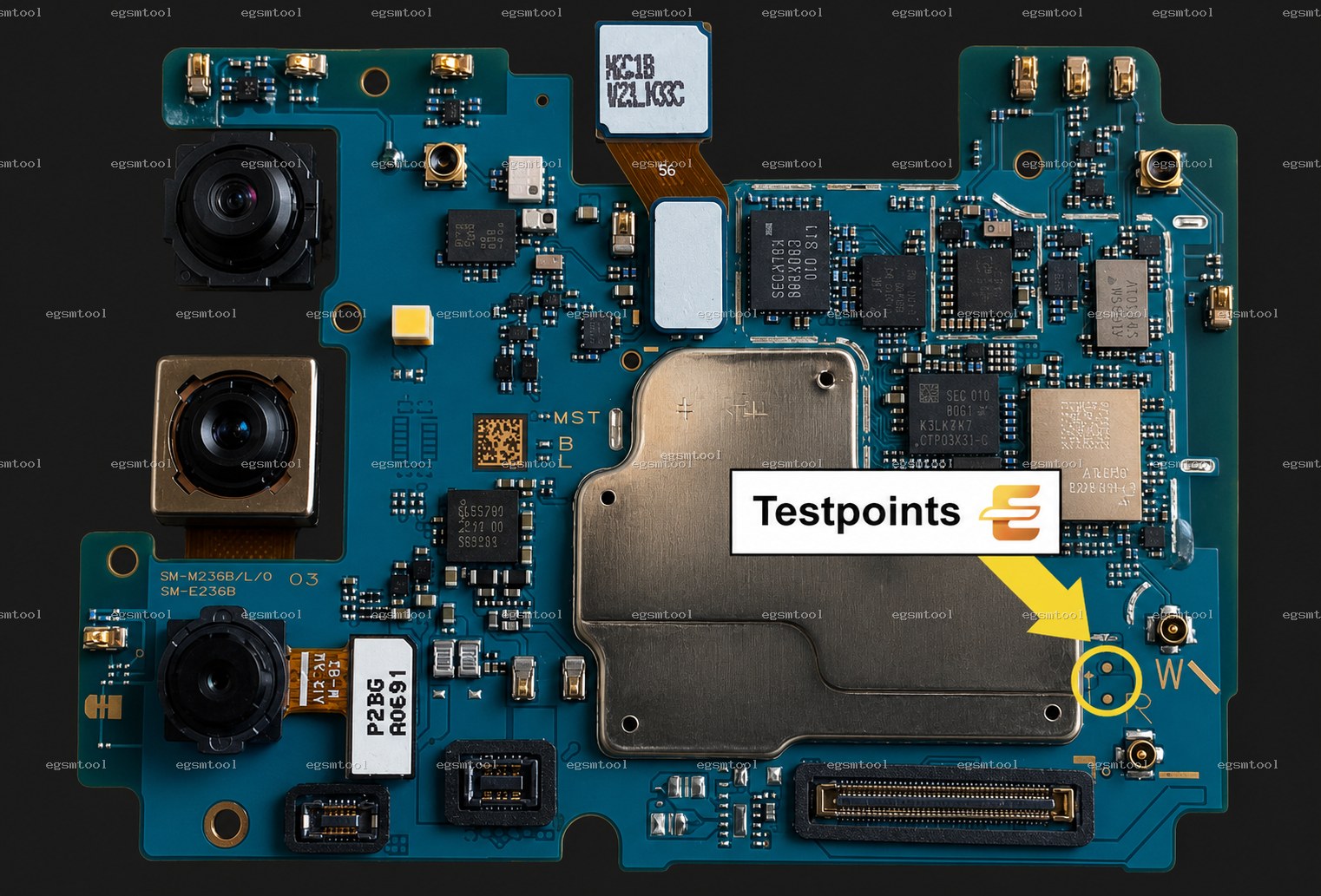 Samsung Samsung Galaxy F23 5G models  SM-E236B test point diagram — EDL ISP BROM pinout