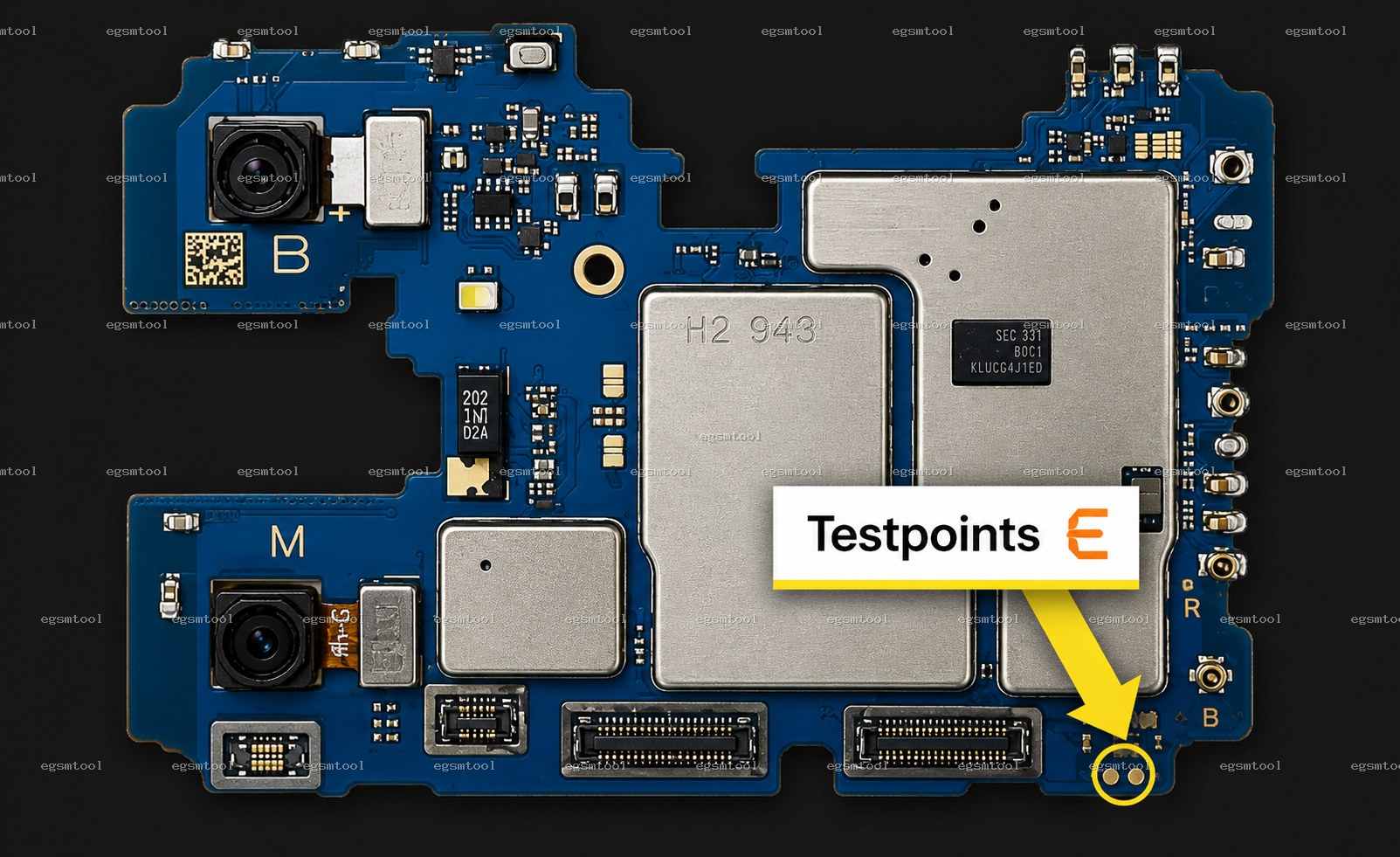 Samsung Samsung Galaxy F14 5G models   SM-E146B test point diagram — EDL ISP BROM pinout