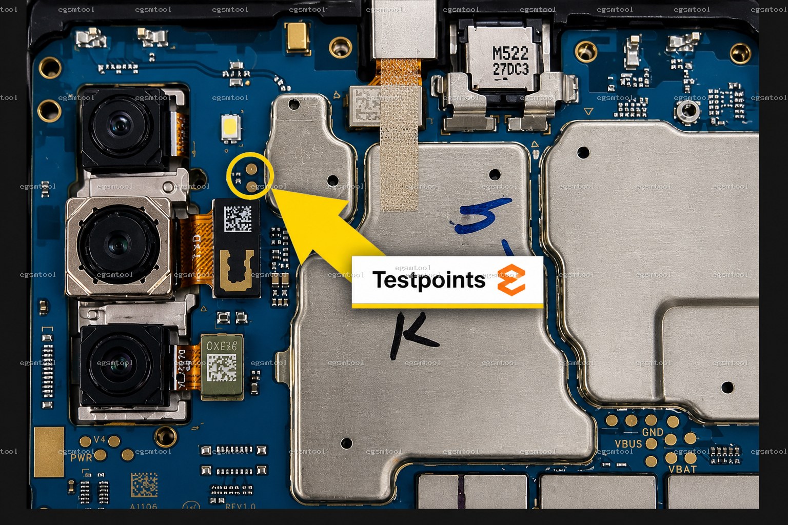 Samsung Samsung Galaxy F02s models    SM-E025F test point diagram — EDL ISP BROM pinout