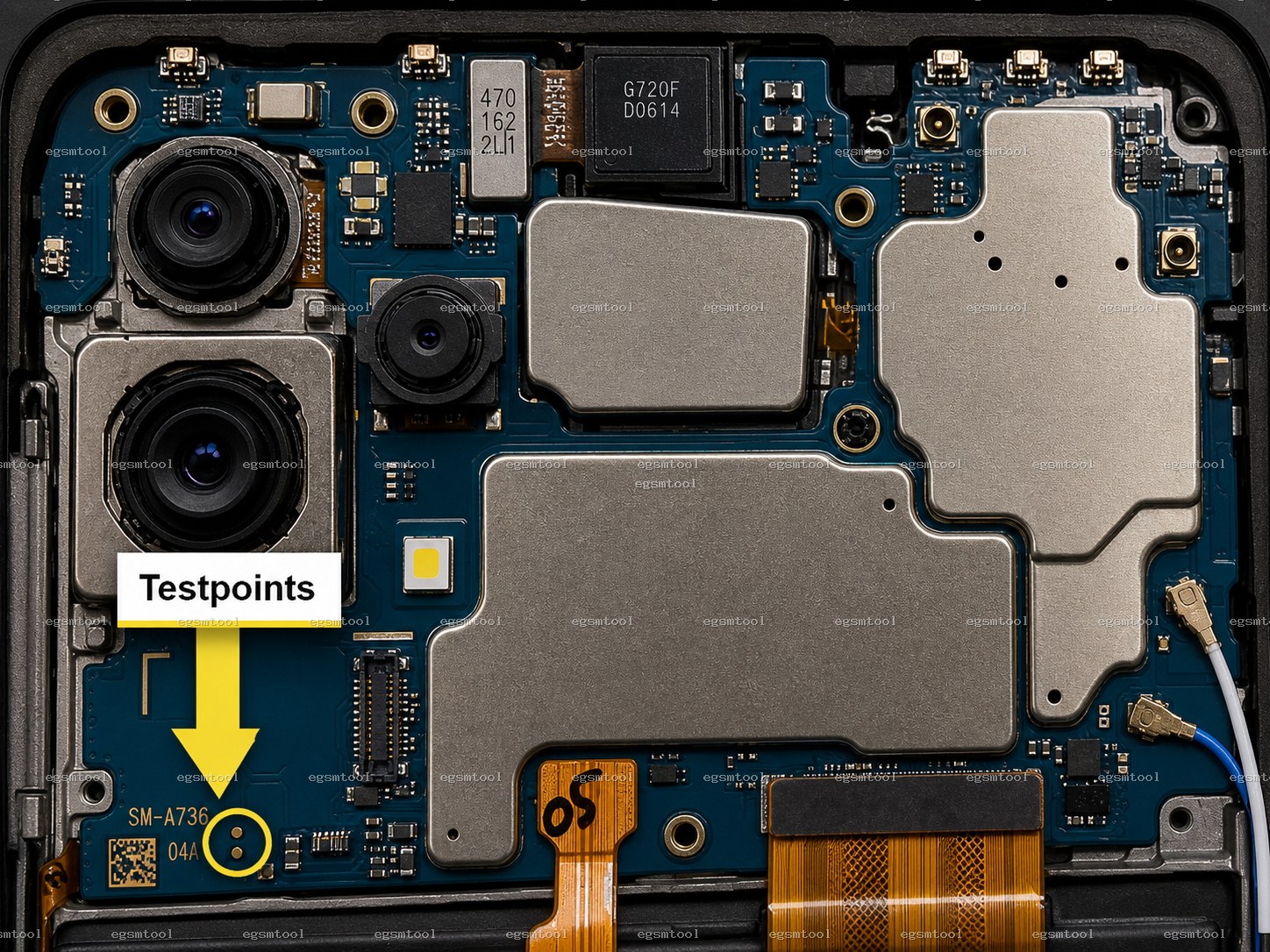 Samsung Samsung Galaxy A73 5G models   SM-A736B test point diagram — EDL ISP BROM pinout