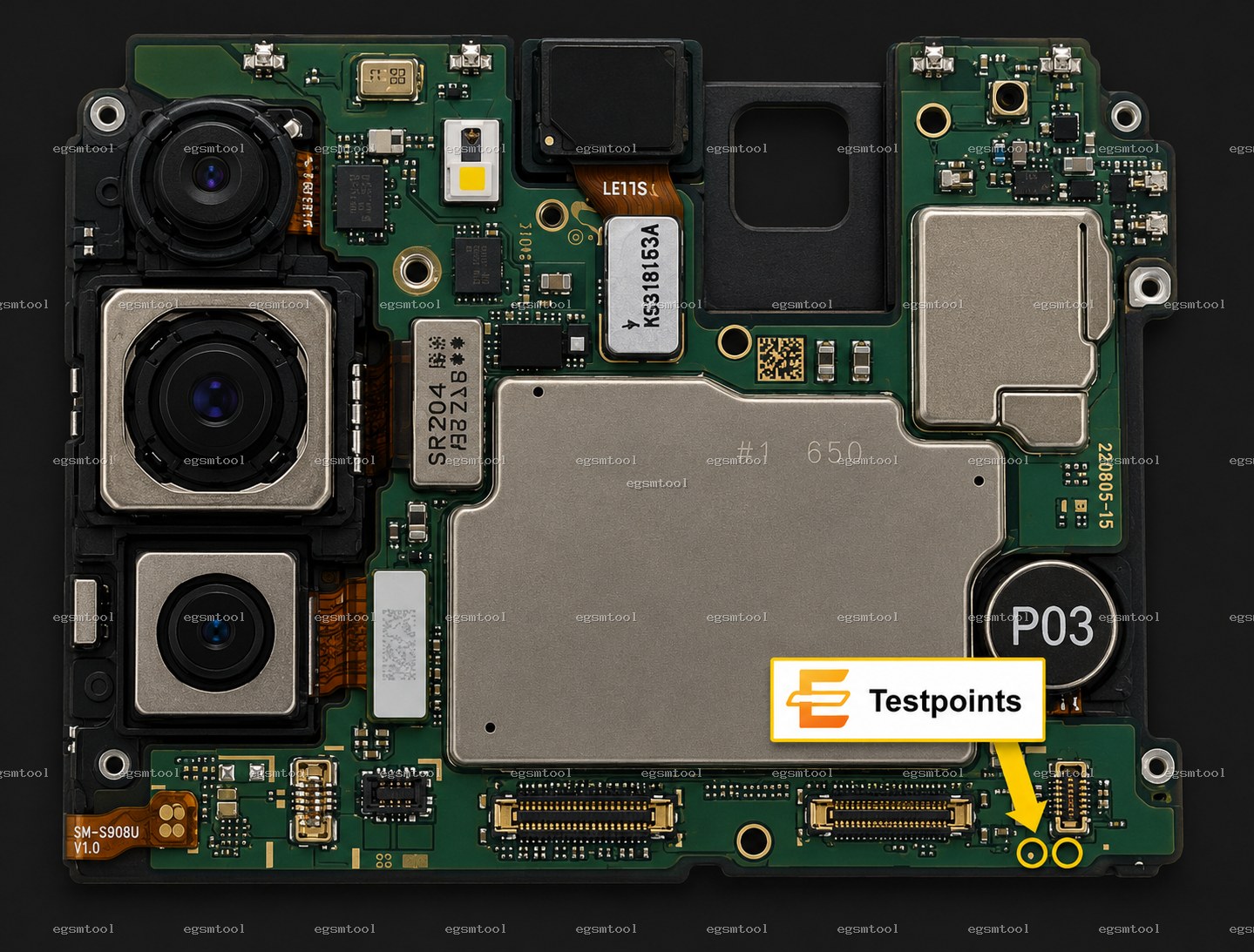Samsung Samsung Galaxy S21 FE 5G models   SM-G990B2 test point diagram — EDL ISP BROM pinout