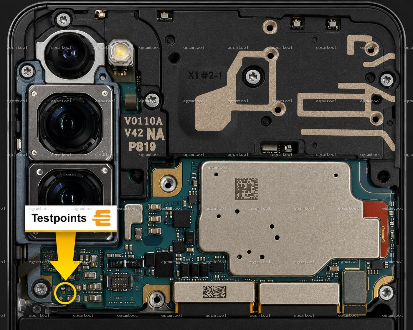 Samsung Samsung Galaxy S20 5G models    SM-G981N test point diagram — EDL ISP BROM pinout