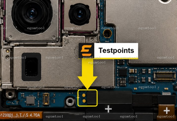Samsung Samsung Galaxy S23 Ultra 5G models   SM-S918B test point diagram — EDL ISP BROM pinout