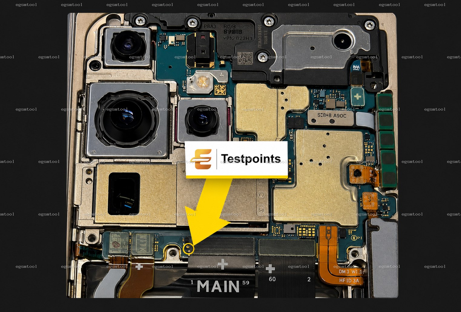 Samsung Samsung Galaxy S23 Ultra 5G models   SM-S918U test point diagram — EDL ISP BROM pinout